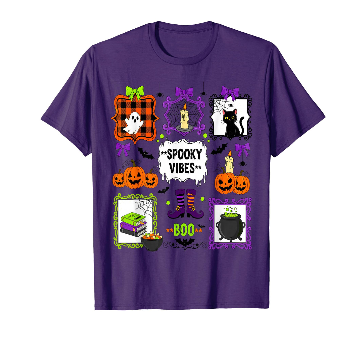 Spooky Vibes Halloween Coquette Jack O'Lantern Boo Crew T-Shirt