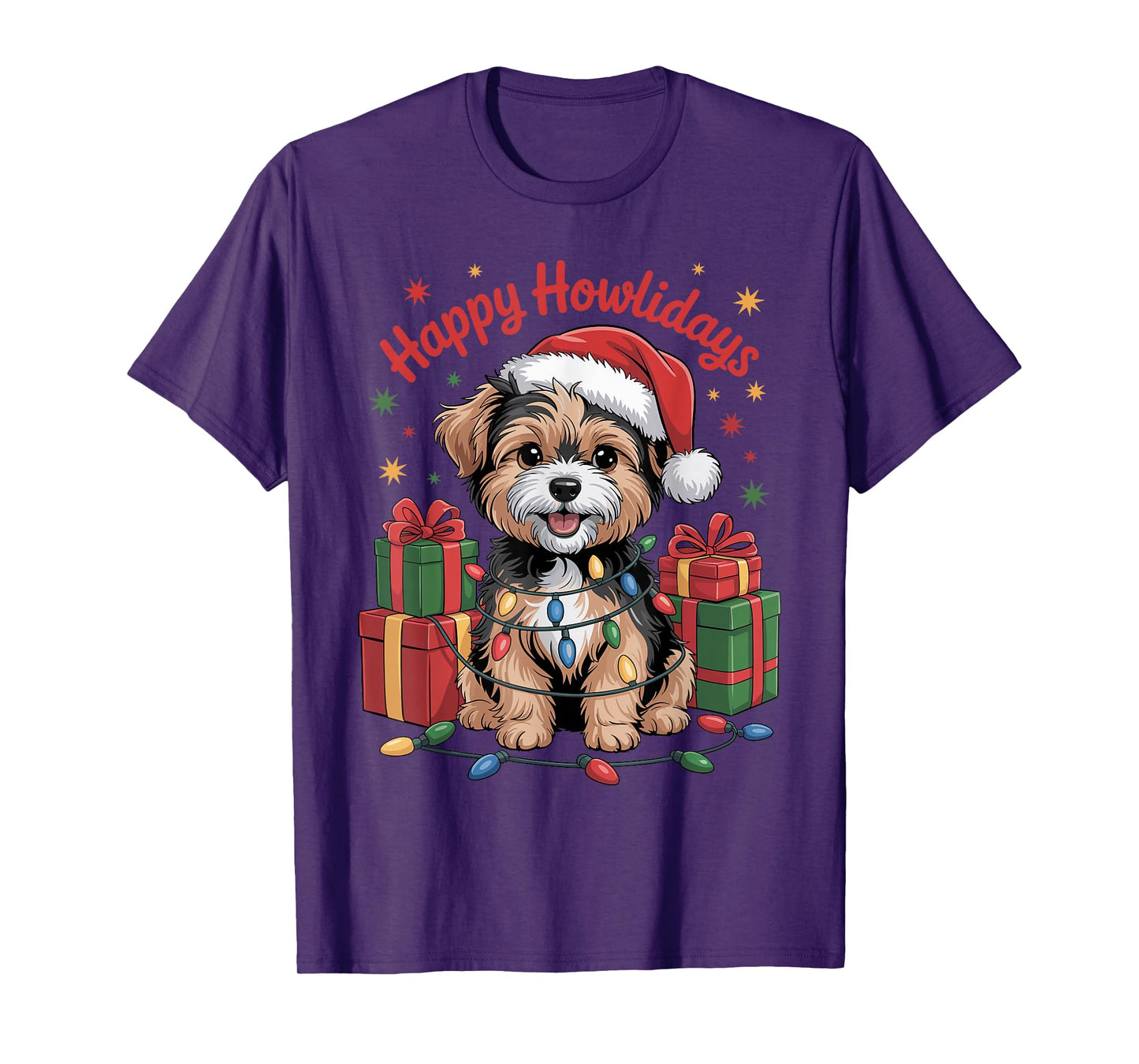 Cute Yorkipoo Santa Hat Christmas Xmas Dog Lovers Holiday T-Shirt