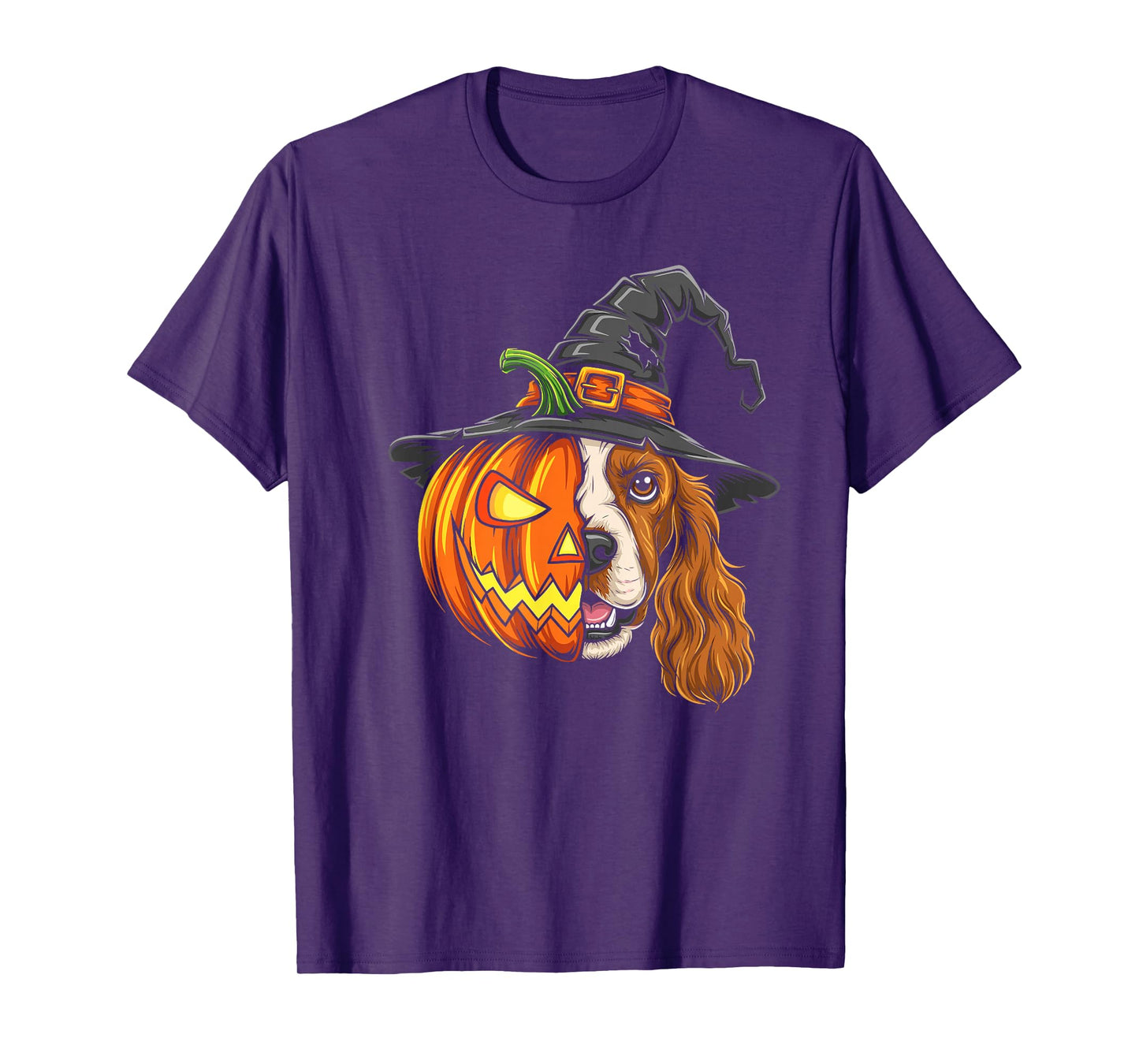 Cocker Spaniel Pumpkin Jack O Lantern Halloween Mens Womens T-Shirt