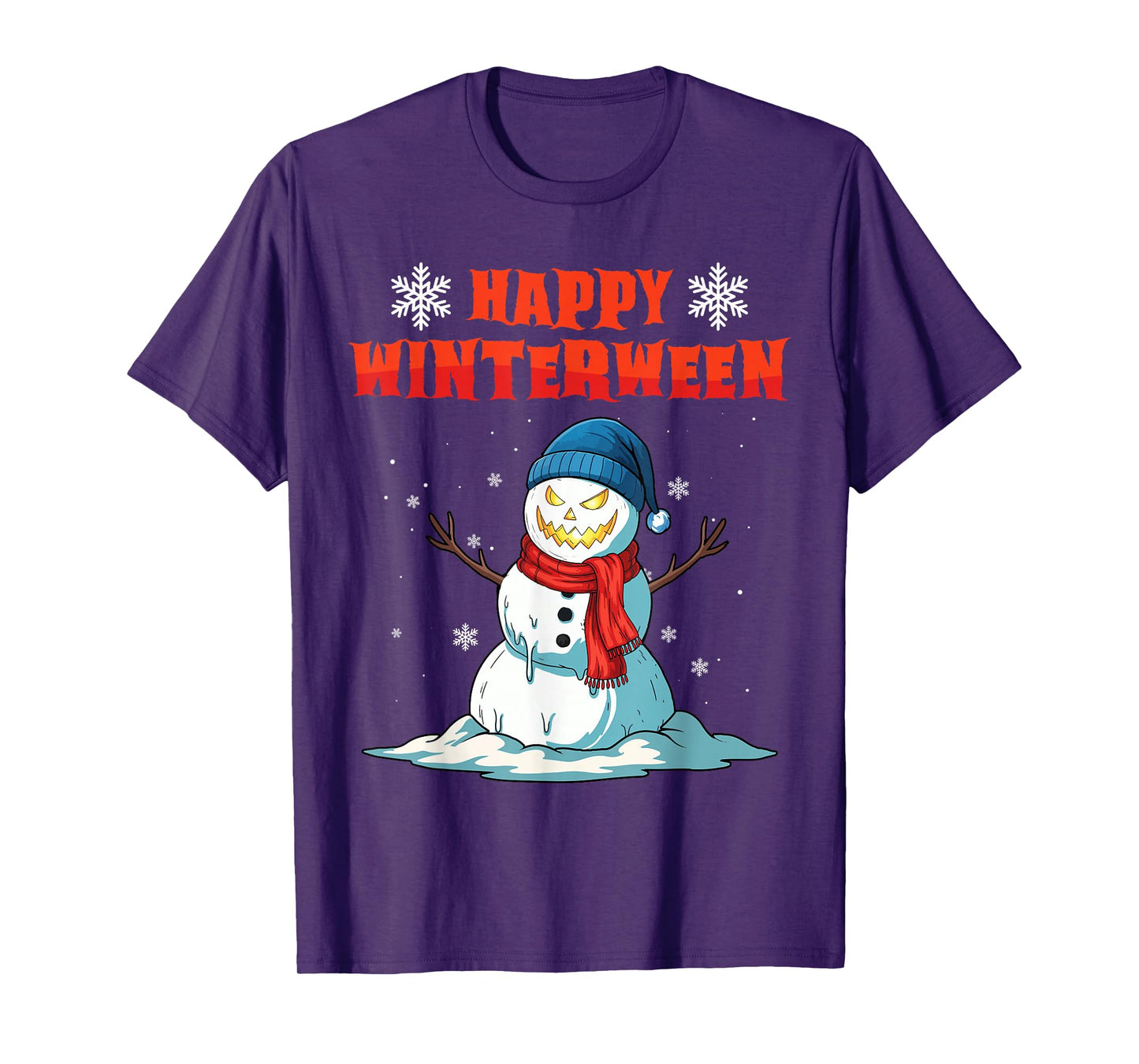 Happy Winterween Winter Halloween Christmas Spooky Snow Man T-Shirt