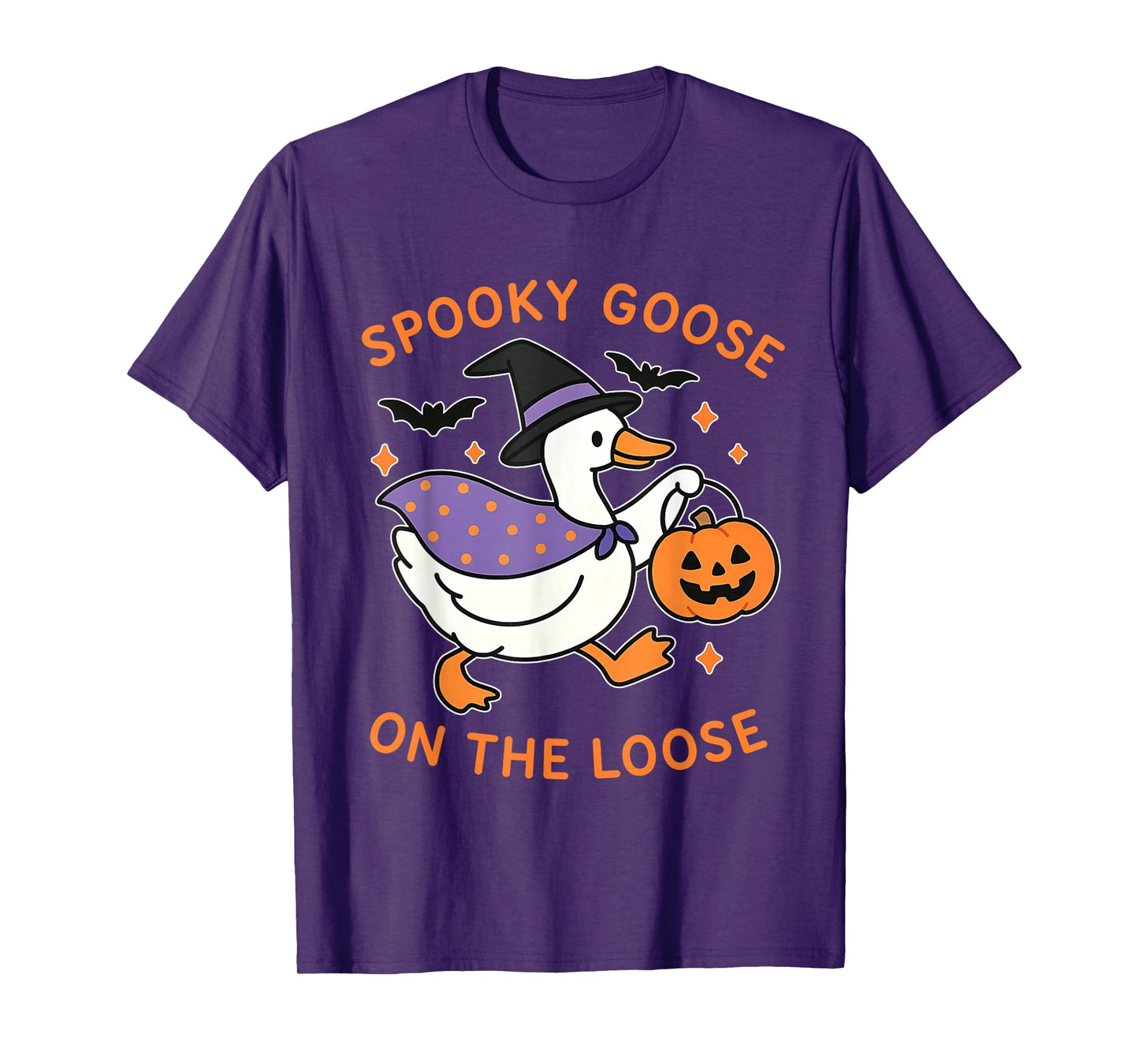 Spooky Goose Witch Pumpkin Funny Halloween T-Shirt
