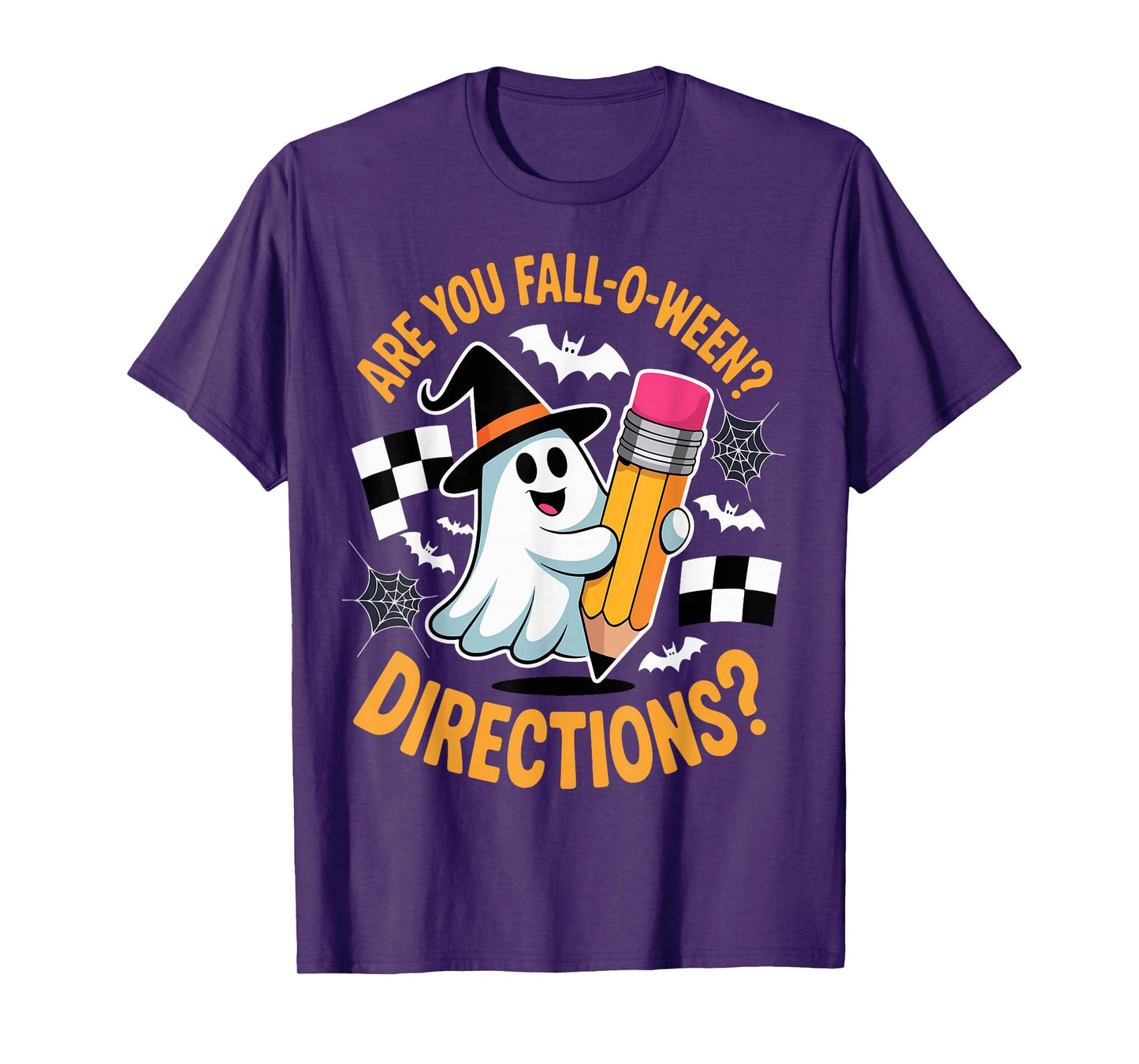 are You Fall O Ween Directions Halloween Teacher Ghost Retro T-Shirt