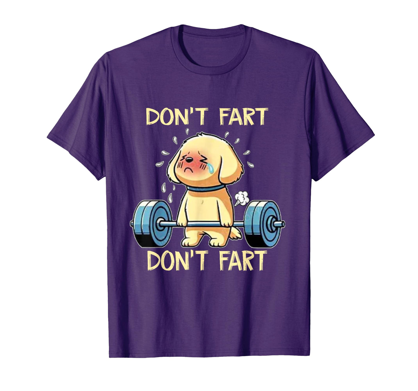 Dog Don't Fart Unisex Adults Black Cartoon Workout Gym T-Shirt, Small, Short Sleeve, Crew Neck, Polyester, Classic Fit, Novelty Design, All Seasons, 1 Count