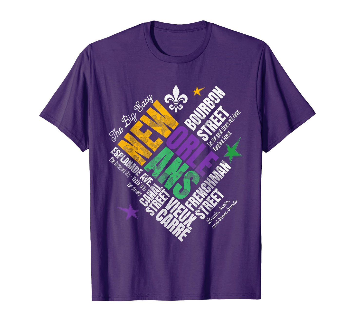 New-Orleans, Louisiana s Vintage Mardi Gras WordCloud T-Shirt