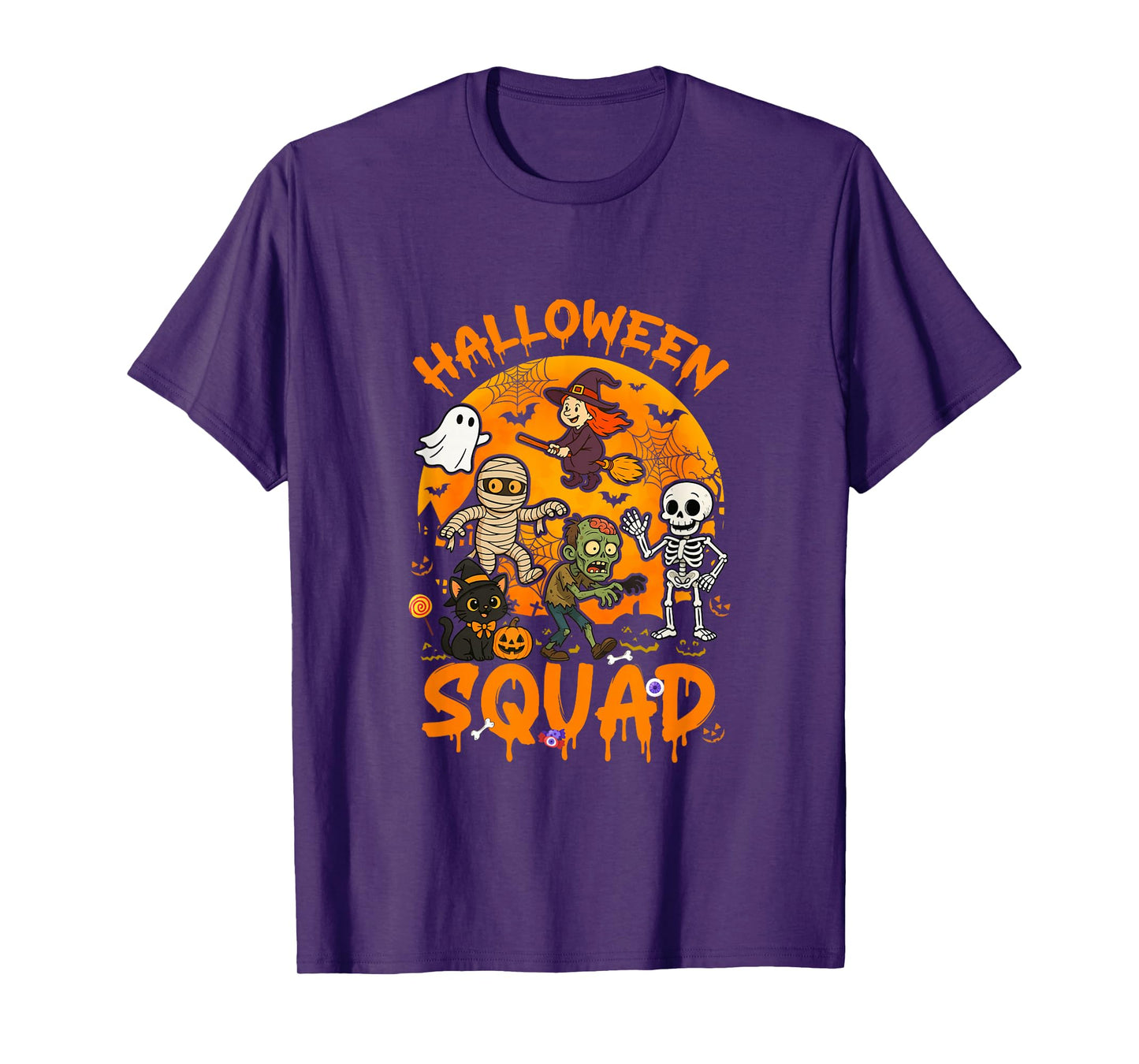 Halloween Squad Horror Group Witch Mummy Zombie Skeleton T-Shirt