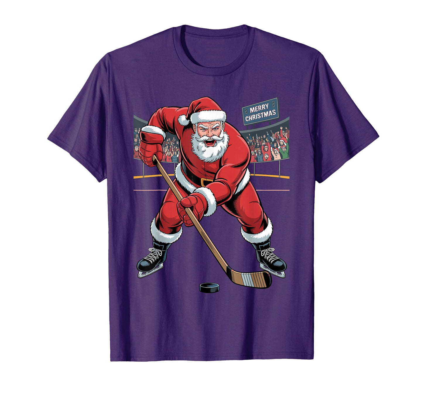 Funny Santa Playing Hockey Holiday Christmas Xmas Pajama T-Shirt