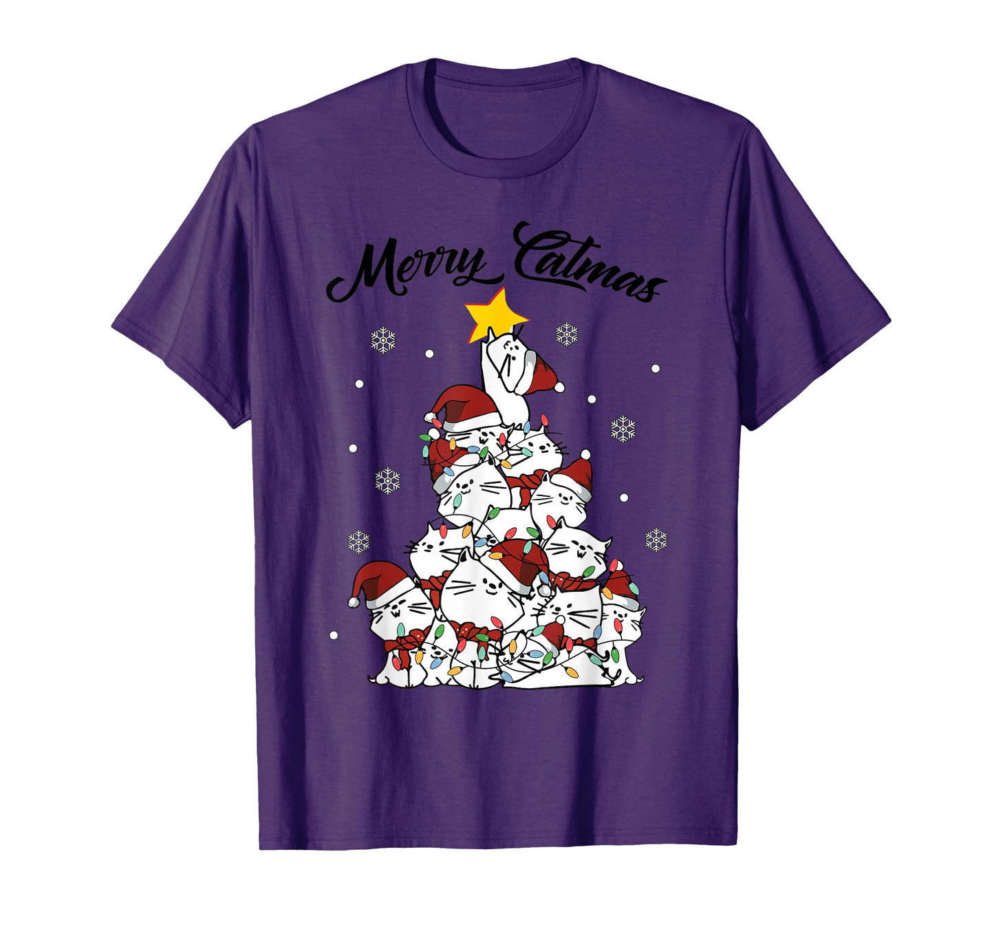 Merry Catmas Christmas Tree Cats Cat Lover Meow Women Men T-Shirt