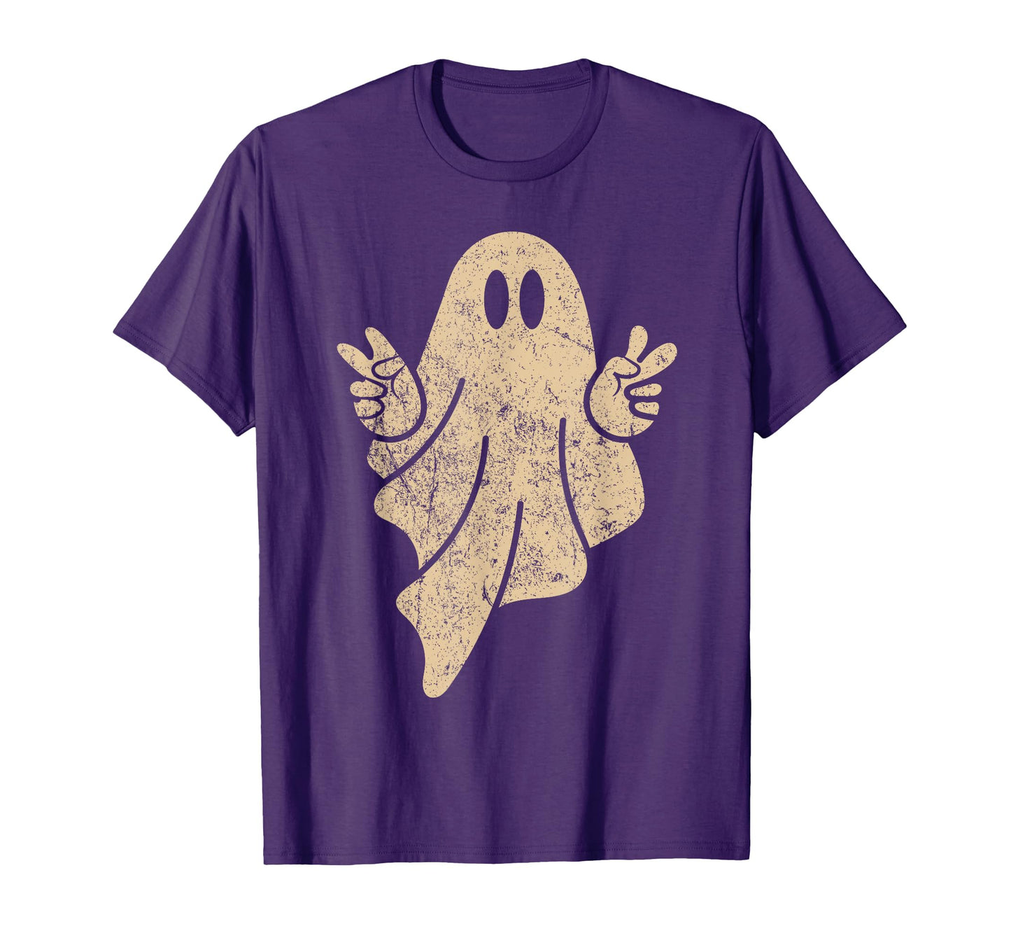 Cute Ghost Peace Sign Vintage Retro Grunge Halloween Spooky T-Shirt