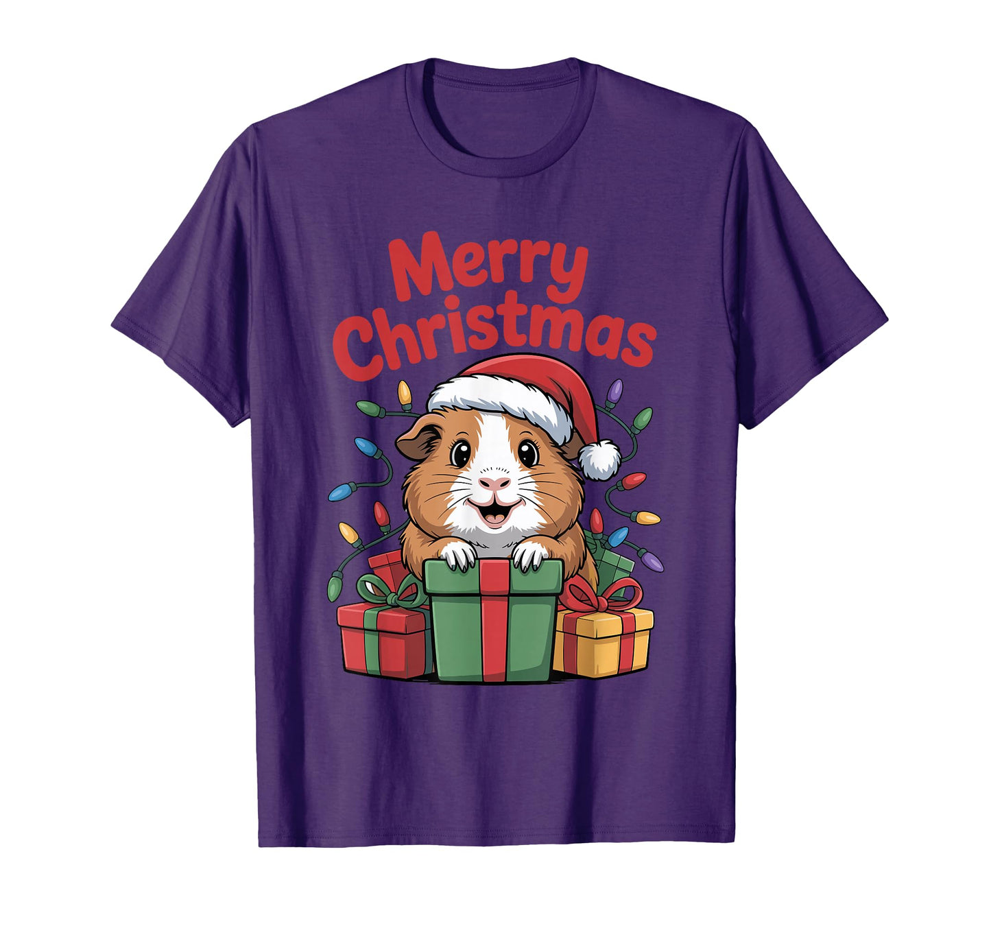 Guinea Pig Santa Hat Christmas Design Funny Pet Lovers T-Shirt