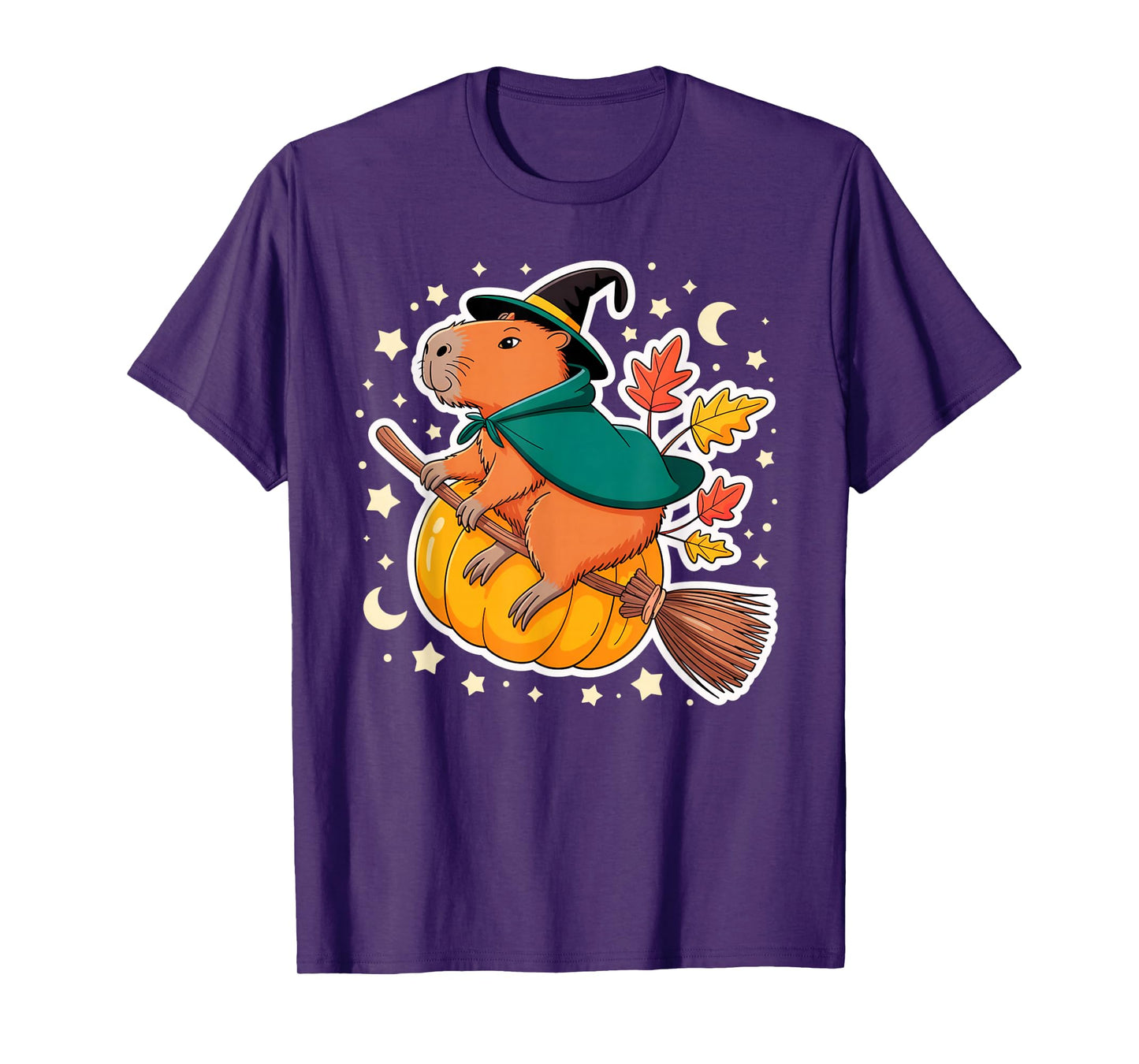 Capybara Witch Hat Halloween Pumpkin Ride T-Shirt