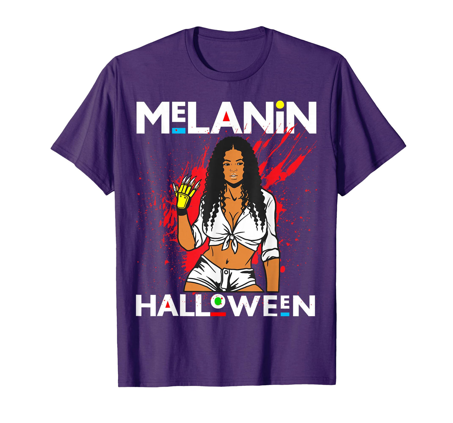 Funny Melanin Halloween Black Girl Magic Scary Blood Costume T-Shirt