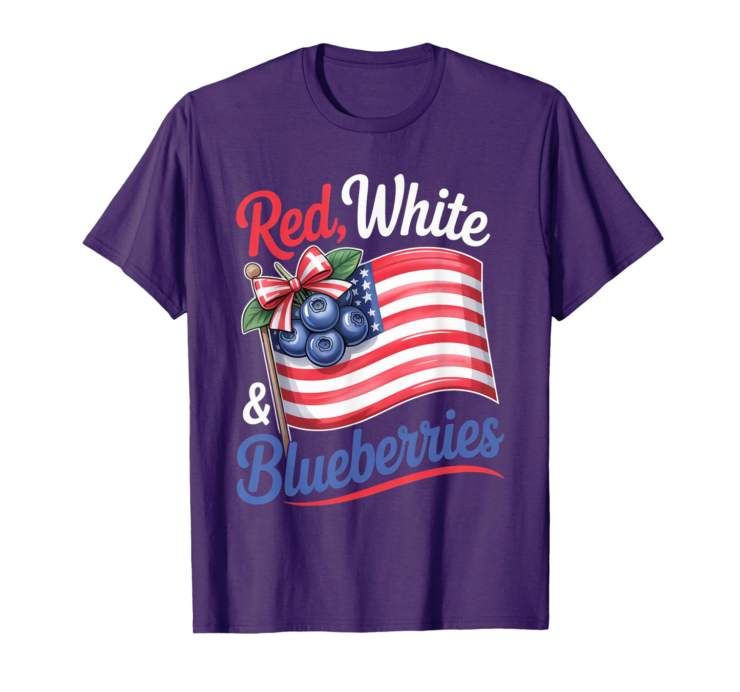 Red White & Blueberries Coquette Flag Bow T-Shirt