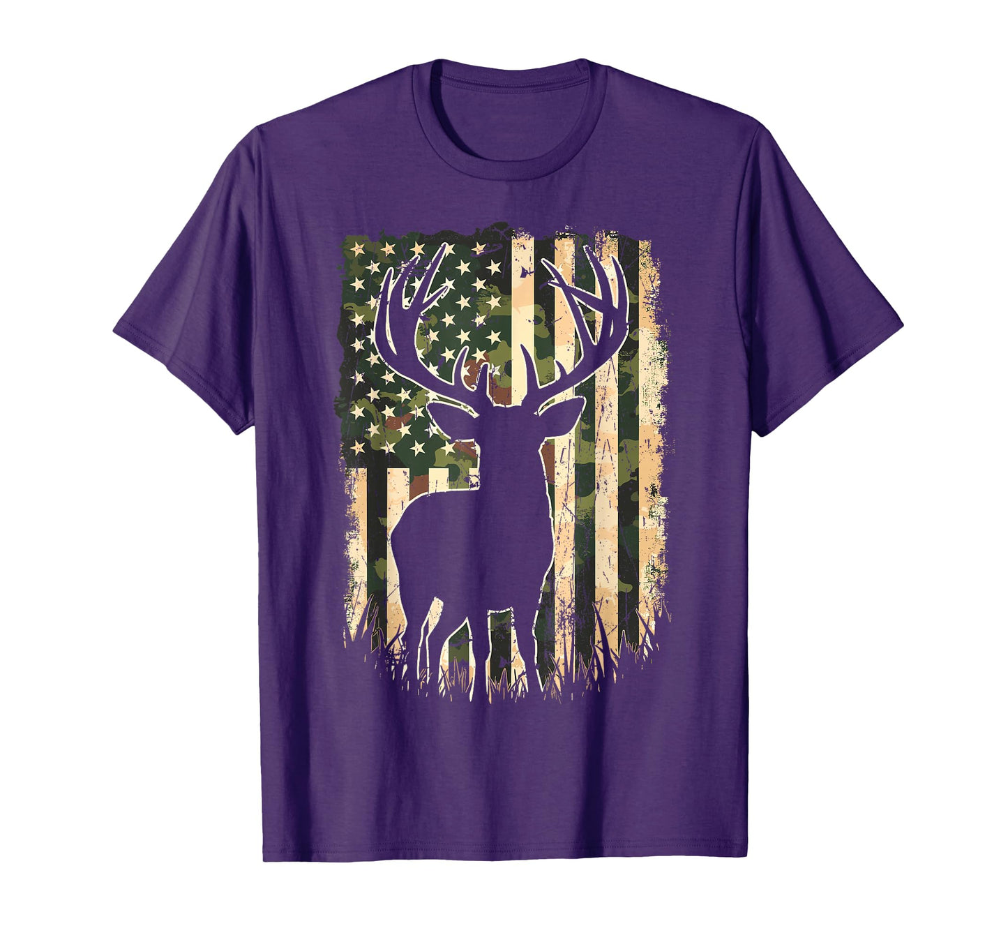 Camo US Flag Deer Hunting Camoflage Hunter T-Shirt