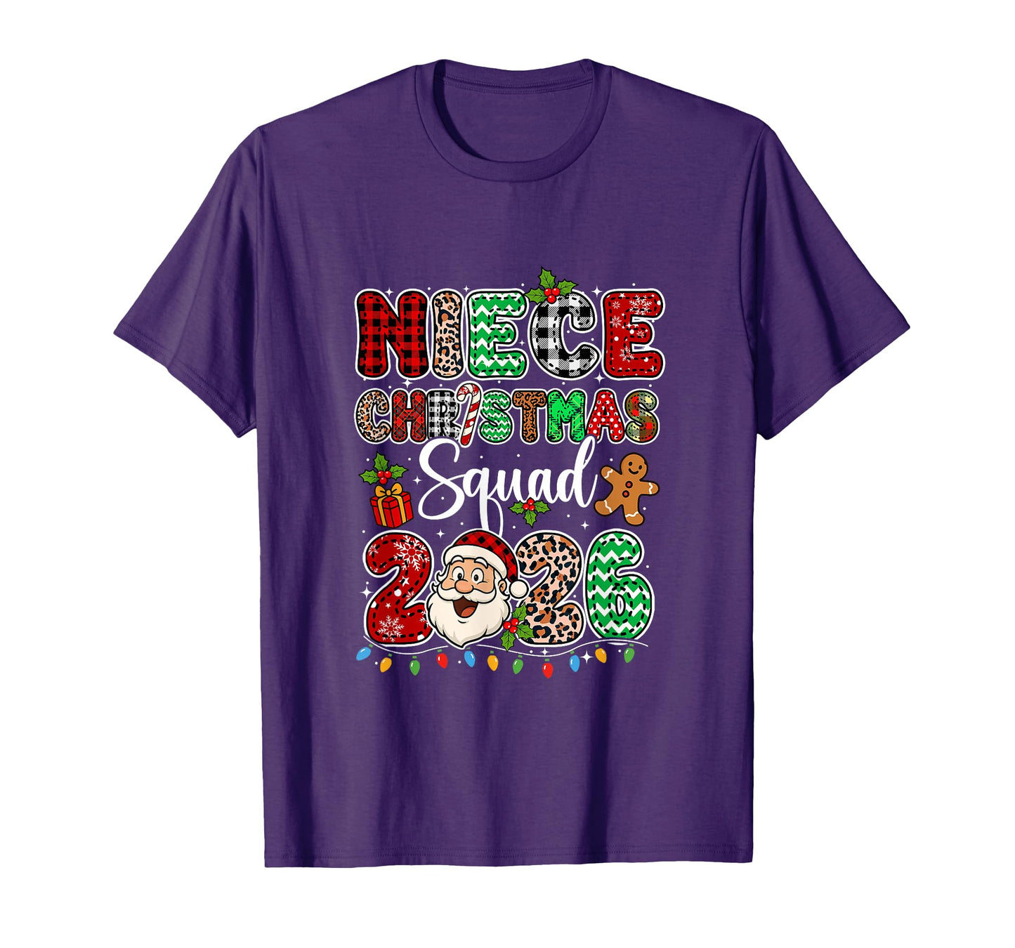 Niece Christmas Crew 2026 Leopard Funny Santa Family Group T-Shirt