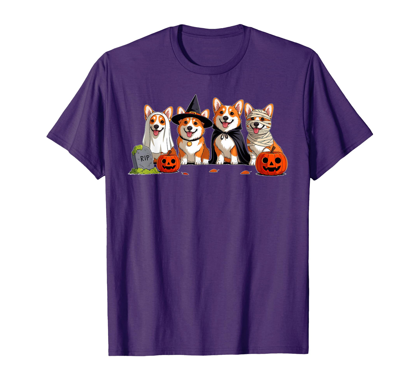 Corgi Dog Ghost Witch Mummy Pumpkin Funny Halloween Costume T-Shirt
