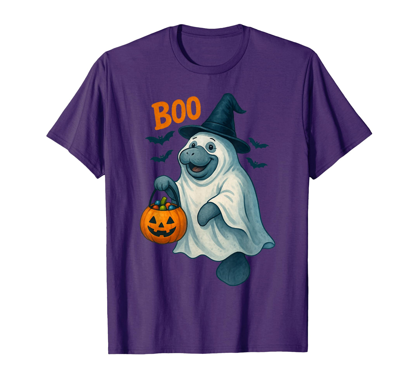 Manatee Witch Hat Pumpkin Halloween Costume Men Women Kids T-Shirt