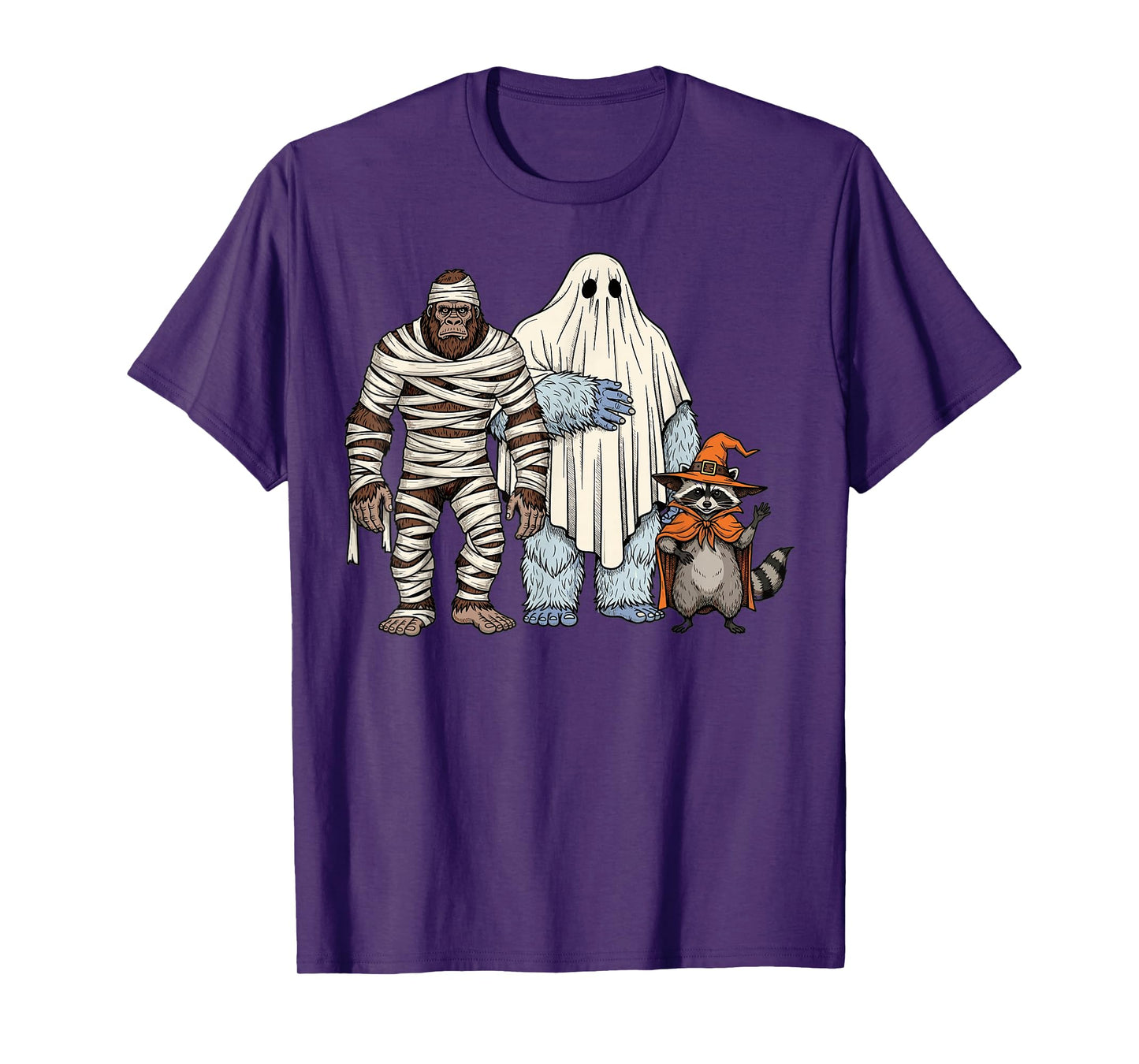 Halloween Bigfoot Yeti Raccoon Funny Costume Design T-Shirt