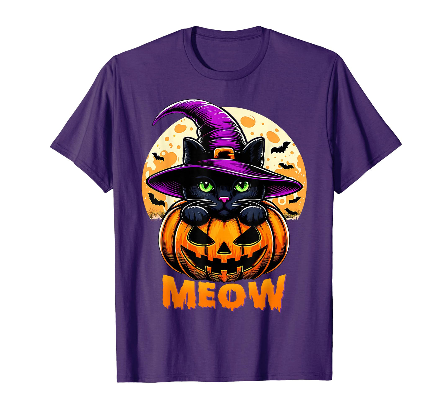 The Witch Cat Lovers Pumpkin Halloween Men Women Kids T-Shirt