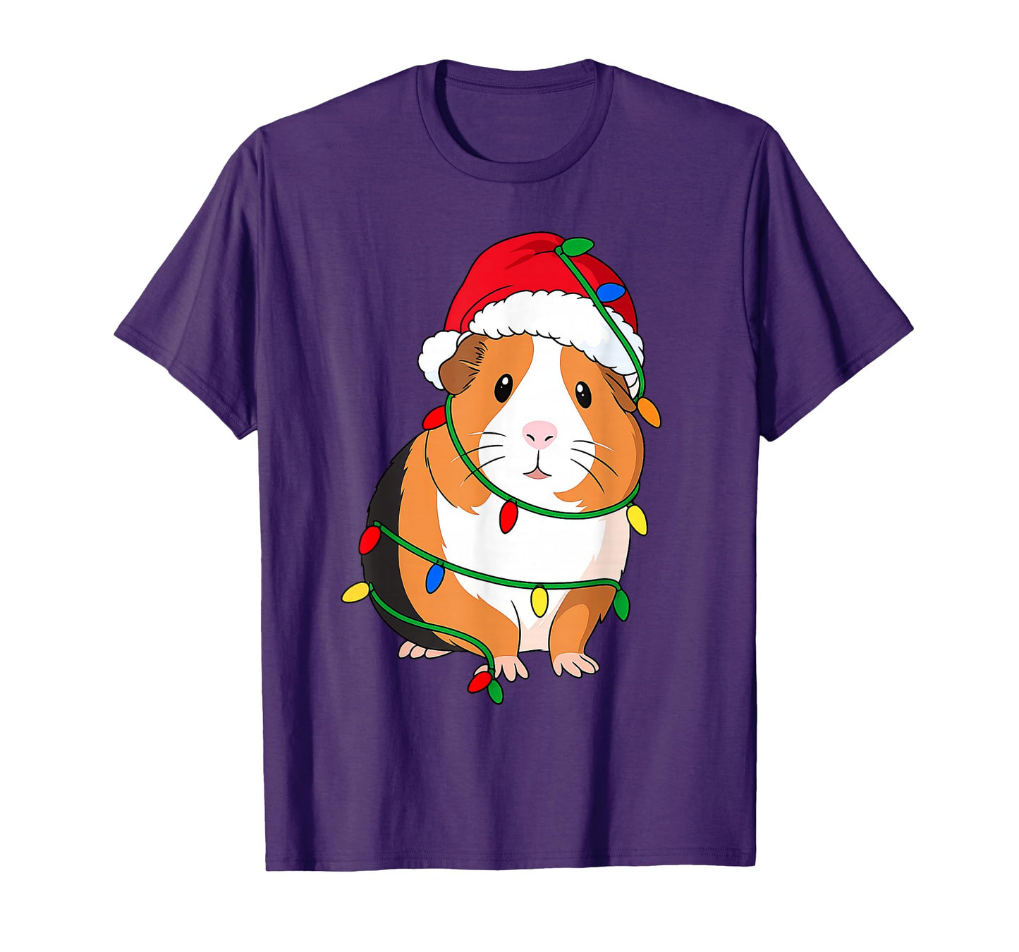 Guinea Pig Christmas Tree Lights Holiday Pet Lover T-Shirt