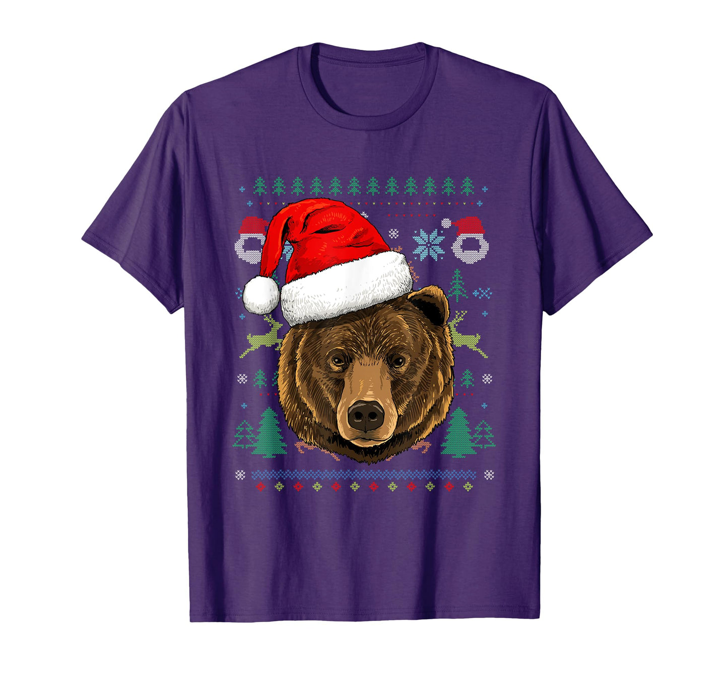 Bear Ugly Christmas Santa Hat Xmas T-Shirt