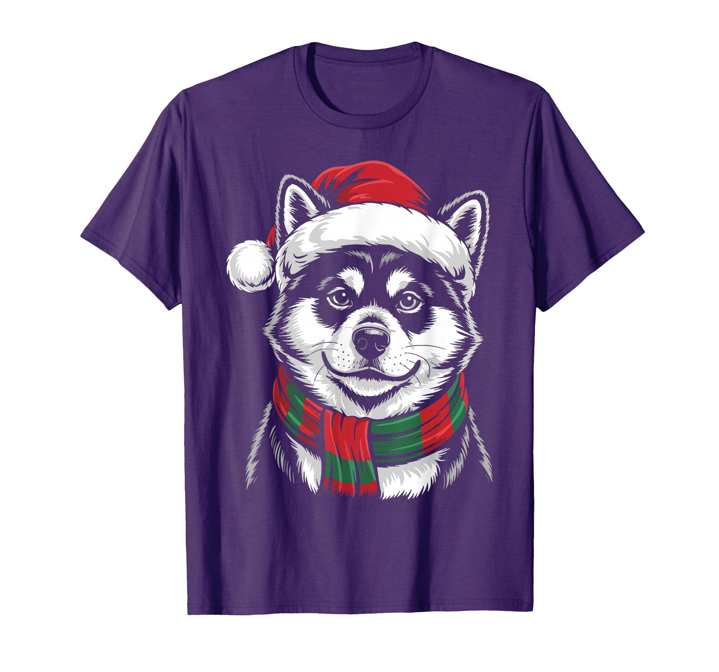 Akita Inu Dog Xmas Santa Hat Scarf Christmas Costume T-Shirt