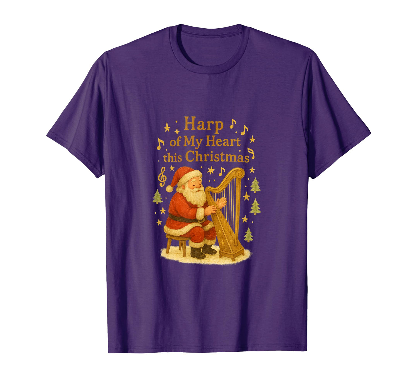 Santa Christmas Festive Musician Gift for Harpists T-Shirt