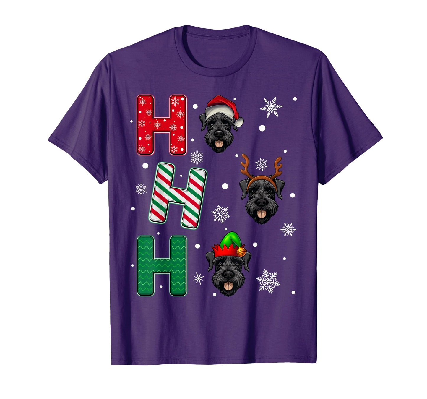 Ho Ho Ho Giant Schnauzer Dog Lover Christmas Santa Elf Xmas T-Shirt