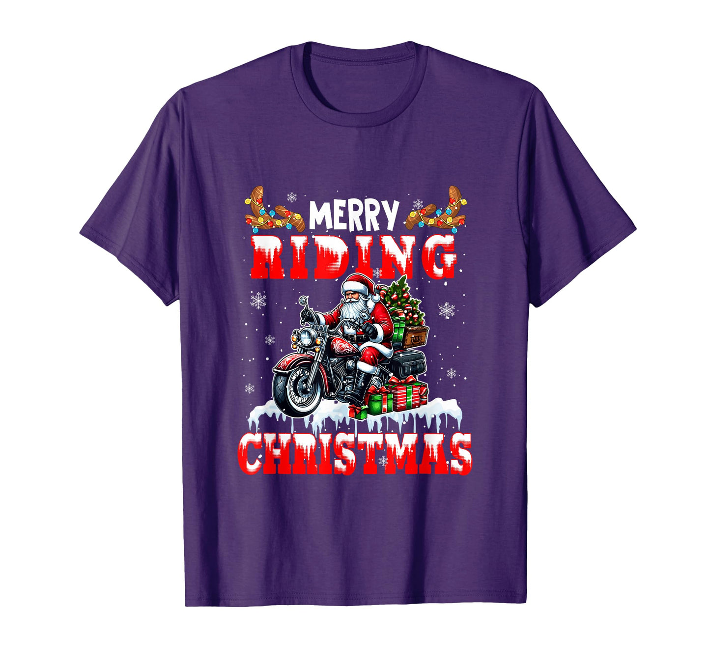 Merry Christmas Riding Santa Colorful Costume Sport Lover T-Shirt