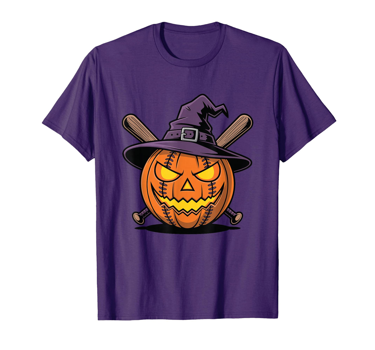 Witchy Baseball Pumpkin Scary Halloween T-Shirt
