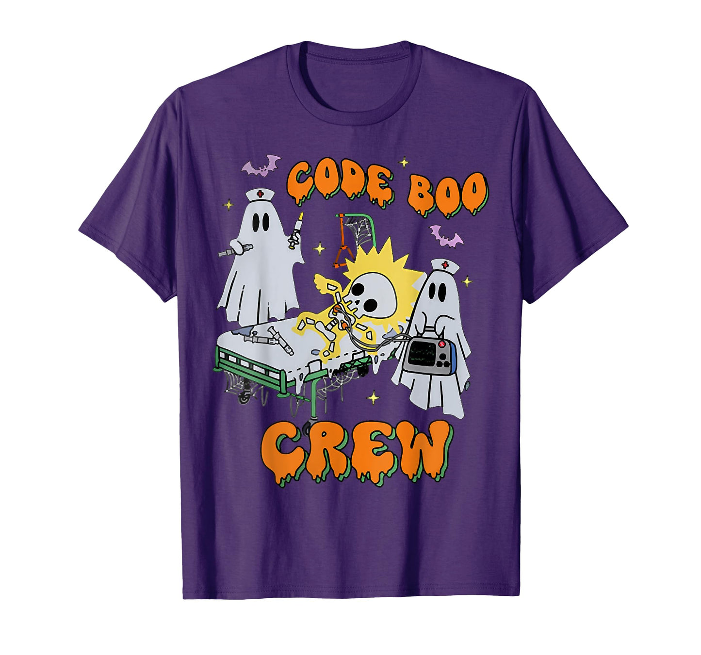 Code Boo Crew, Funny Ghost Nurse Halloween, Ghost ER Nurse T-Shirt