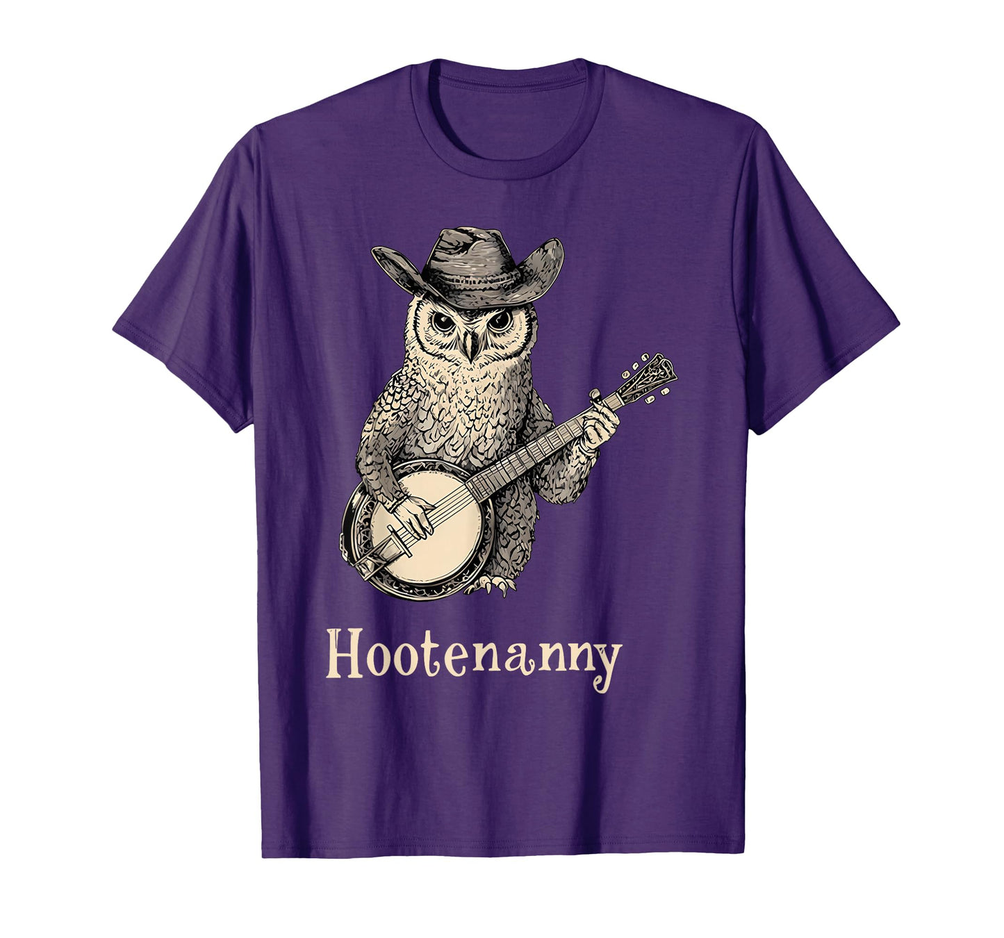 Hootenanny Owl Playing Banjo Country Owl Banjo Guitar Music T-Shirt