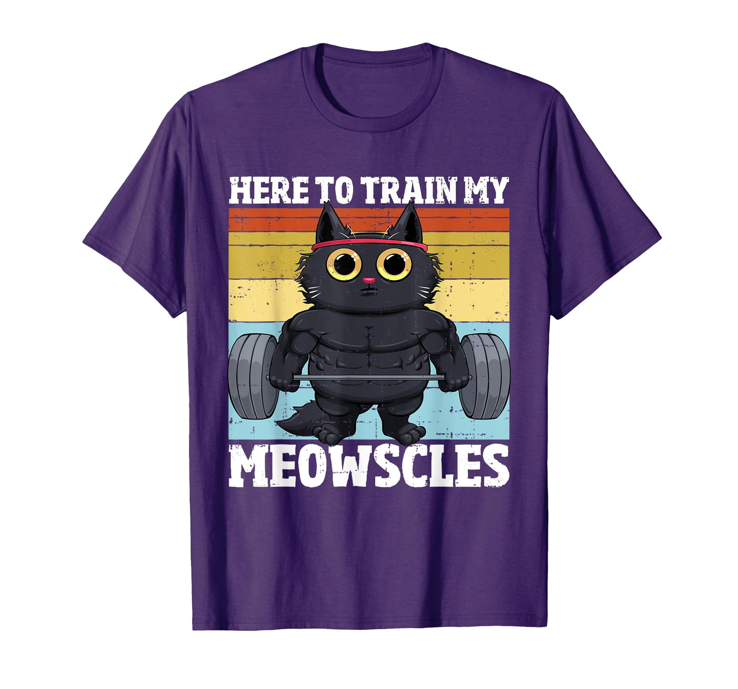 Cat Train My Meowscles Funny Gym Workout Cat Women T-Shirt, Small, Black