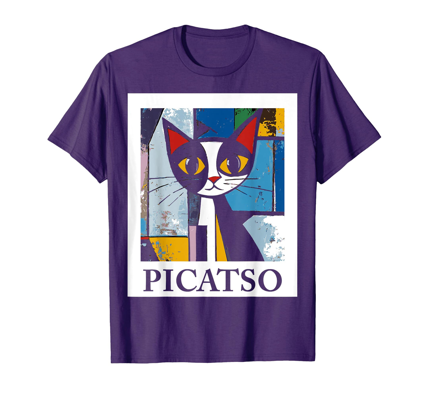 PICATSO Funny Cat vintage cubism-style Kitten T-Shirt for Men Women Girls Kids