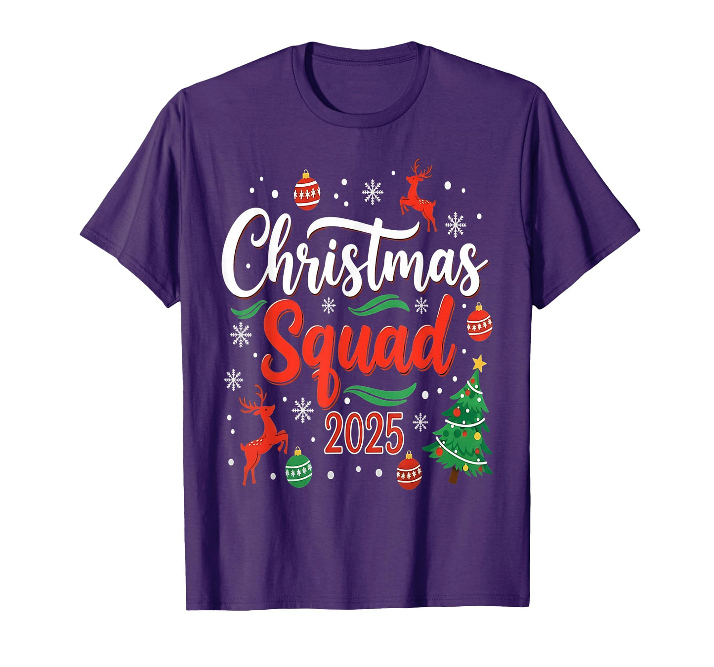 Christmas Squad 2025 Matching Holiday Family Xmas Reindeer T-Shirt