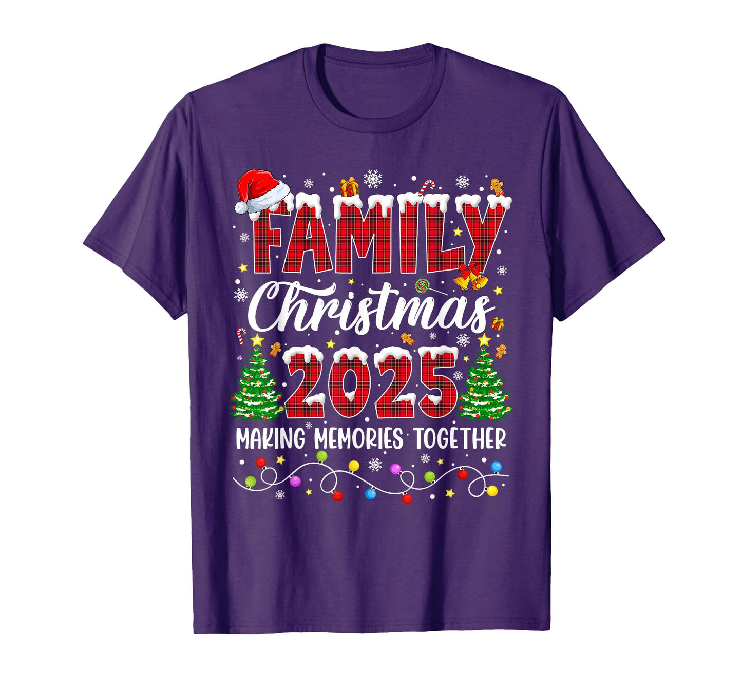Family Christmas 2025 Matching Squad Santa Red Plaid Xmas T-Shirt
