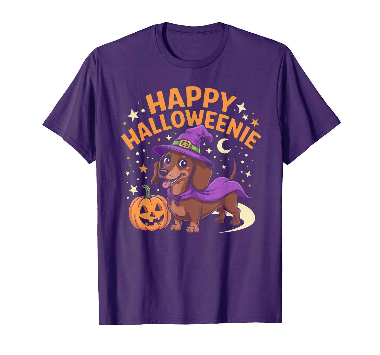 Dachshund Weiner Dog Witch Happy Halloweenie T-Shirt