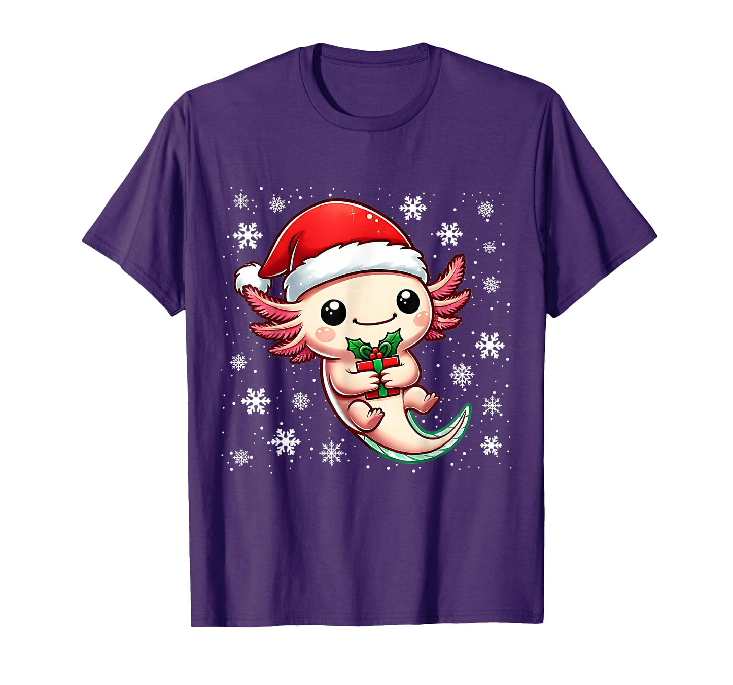 Christmas Axolotl Santa Hat Boy Girl Kids Xmas Axolotl Lover T-Shirt