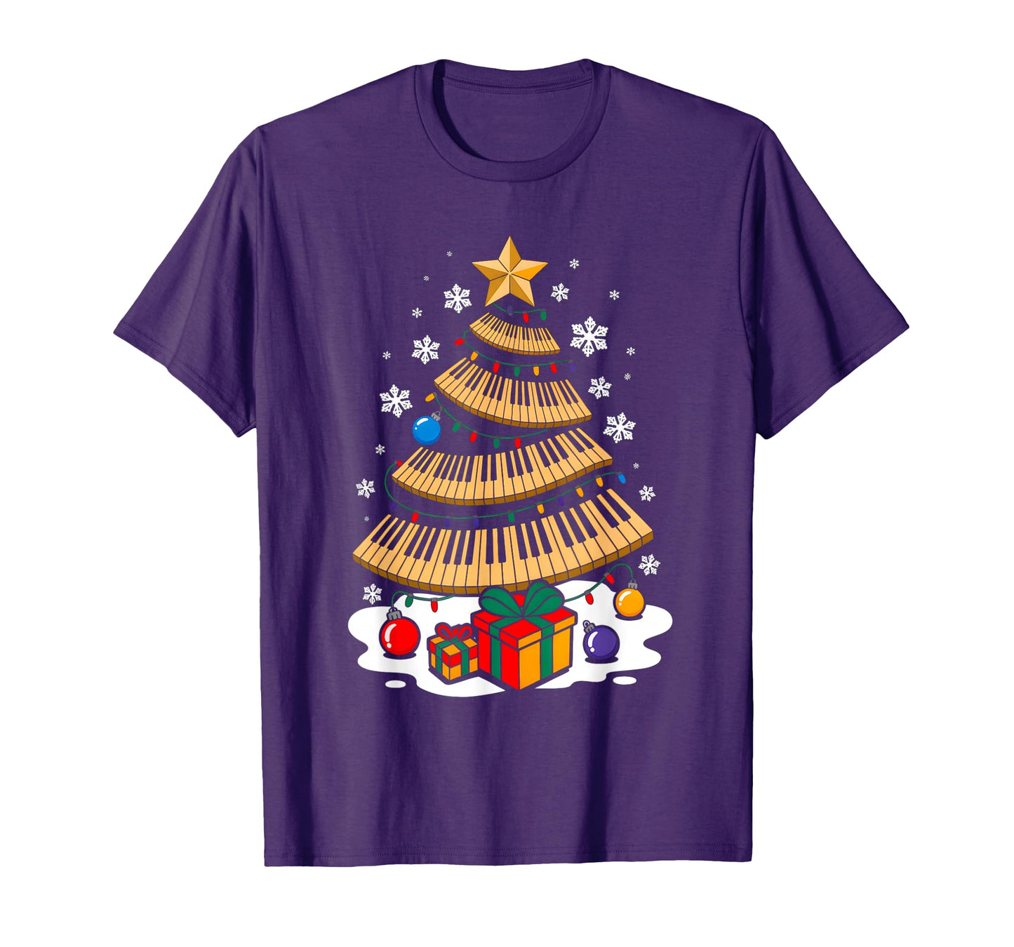 Christmas Piano Player Xmas Tree Funny Music Lover Santa T-Shirt