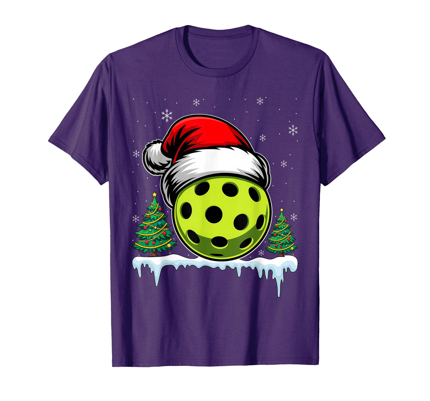 Christmas Pickleball Pickle Ball Santa Hat Funny Sport Xmas T-Shirt