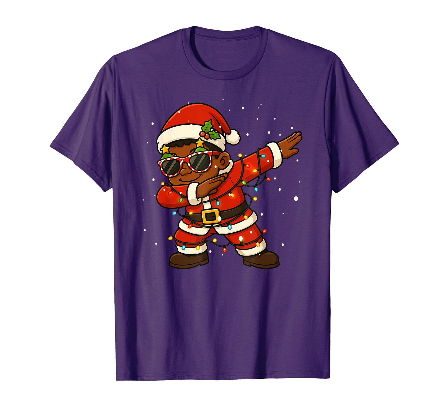 Funny Black Kid Merry Christmas Dabbing Santa Xmas Boys Girl T-Shirt
