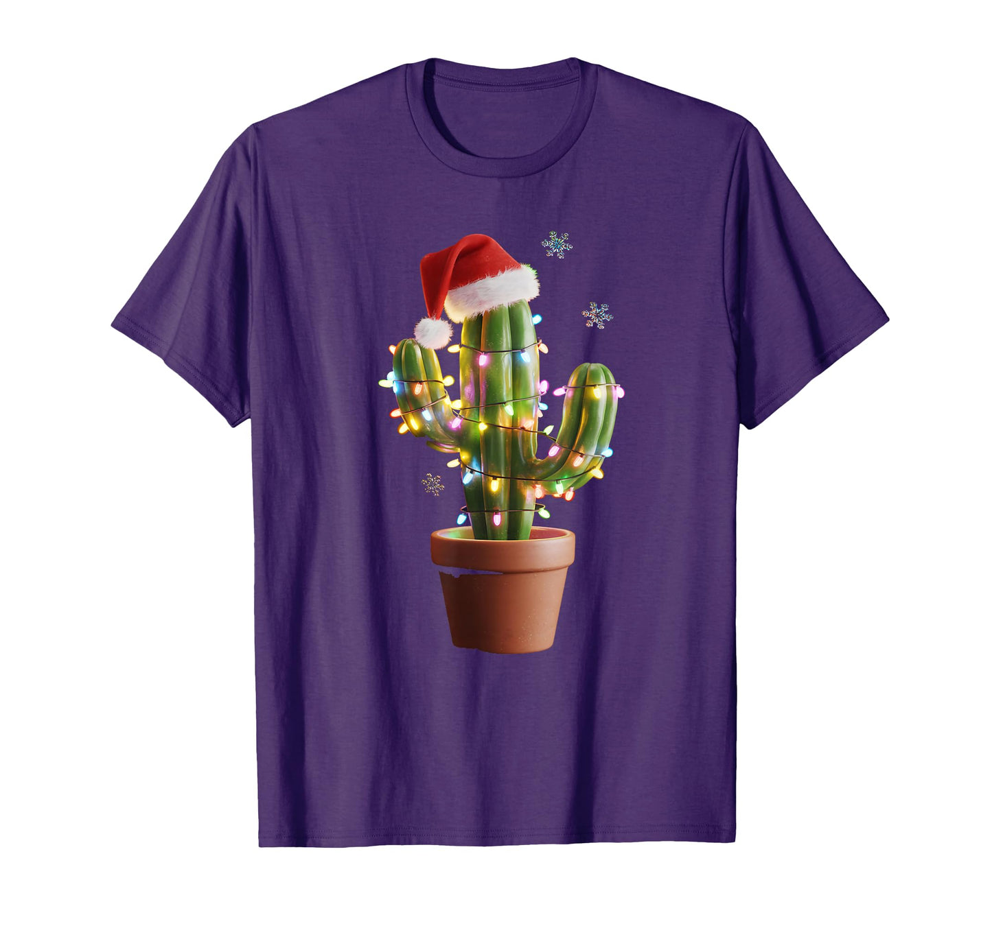 Christmas Lights Cactus Lover Funny Xmas for Men Women T-Shirt