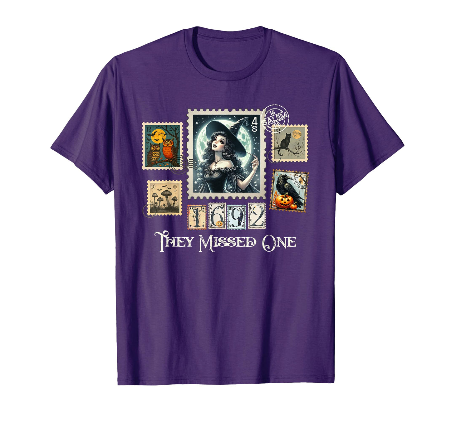 Halloween Postage Stamps Witch Salem They Missed One 1692 T-Shirt