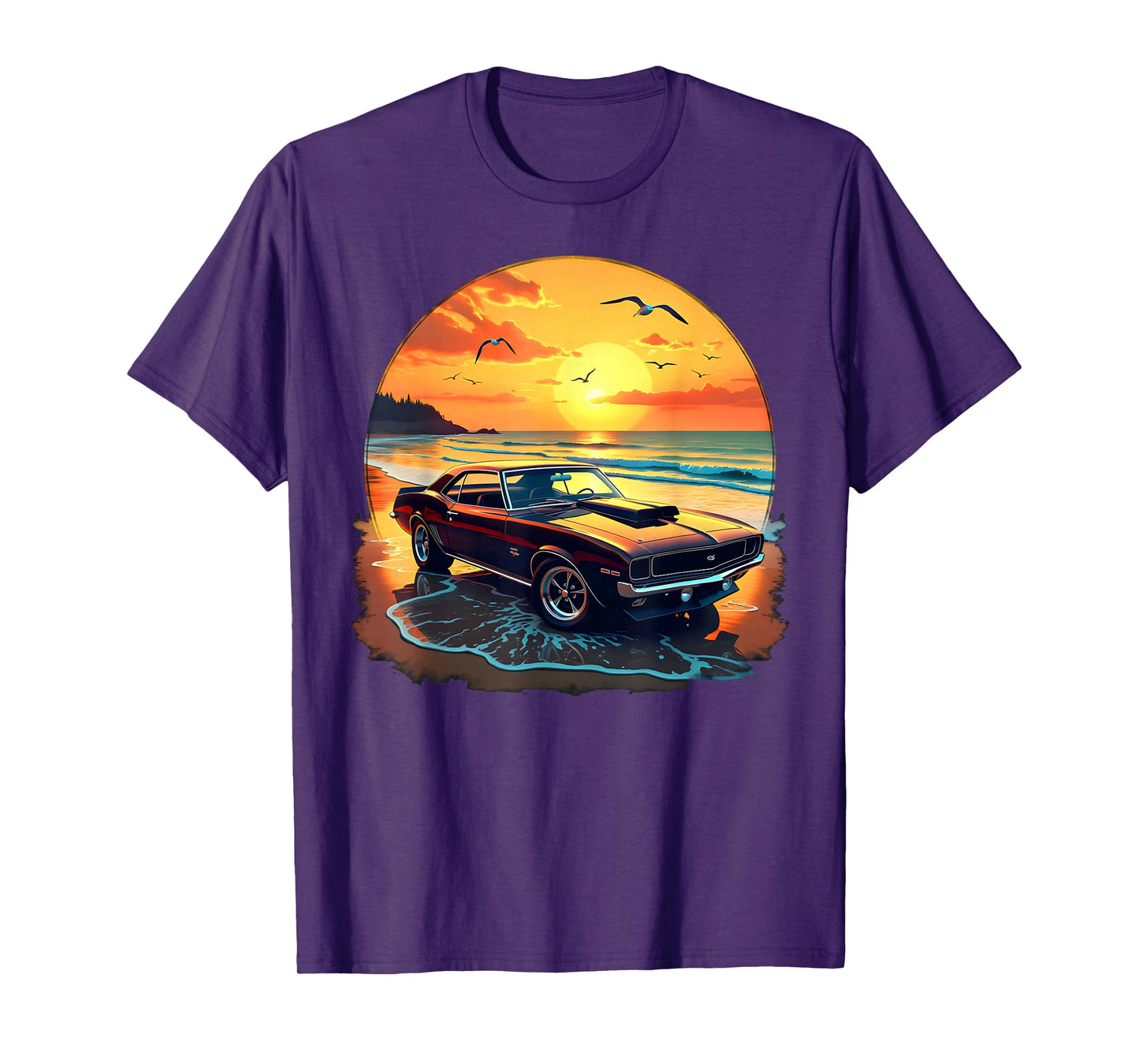 Classic Muscle Car Retro Vintage Style American Car Beach T-Shirt