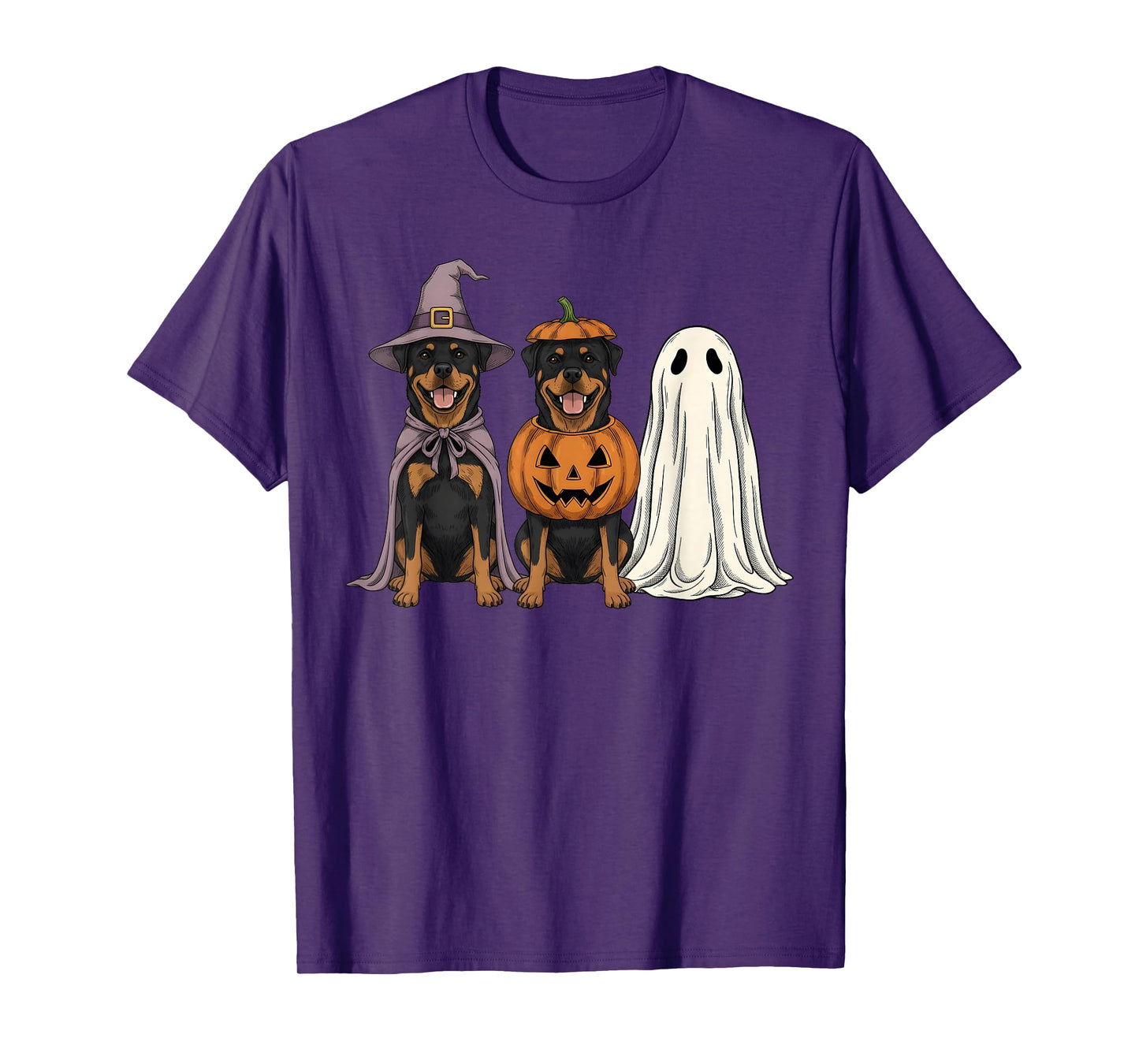 Spooky Ghost Rottweiler Pumpkin Halloween Rottie Dog Lover T-Shirt