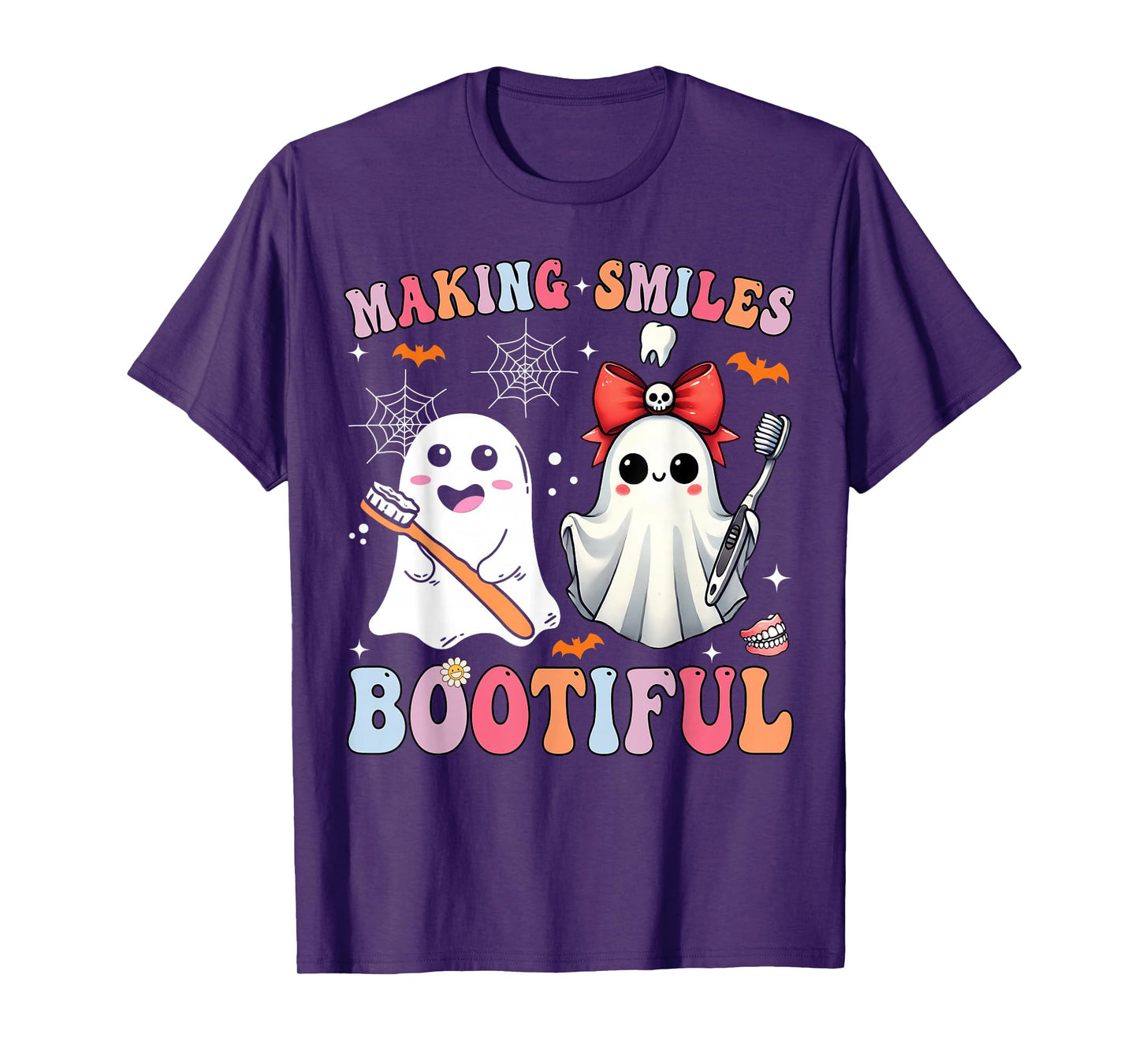 Making Smiles Bootiful Dentist Funny Halloween Ghost Dental T-Shirt