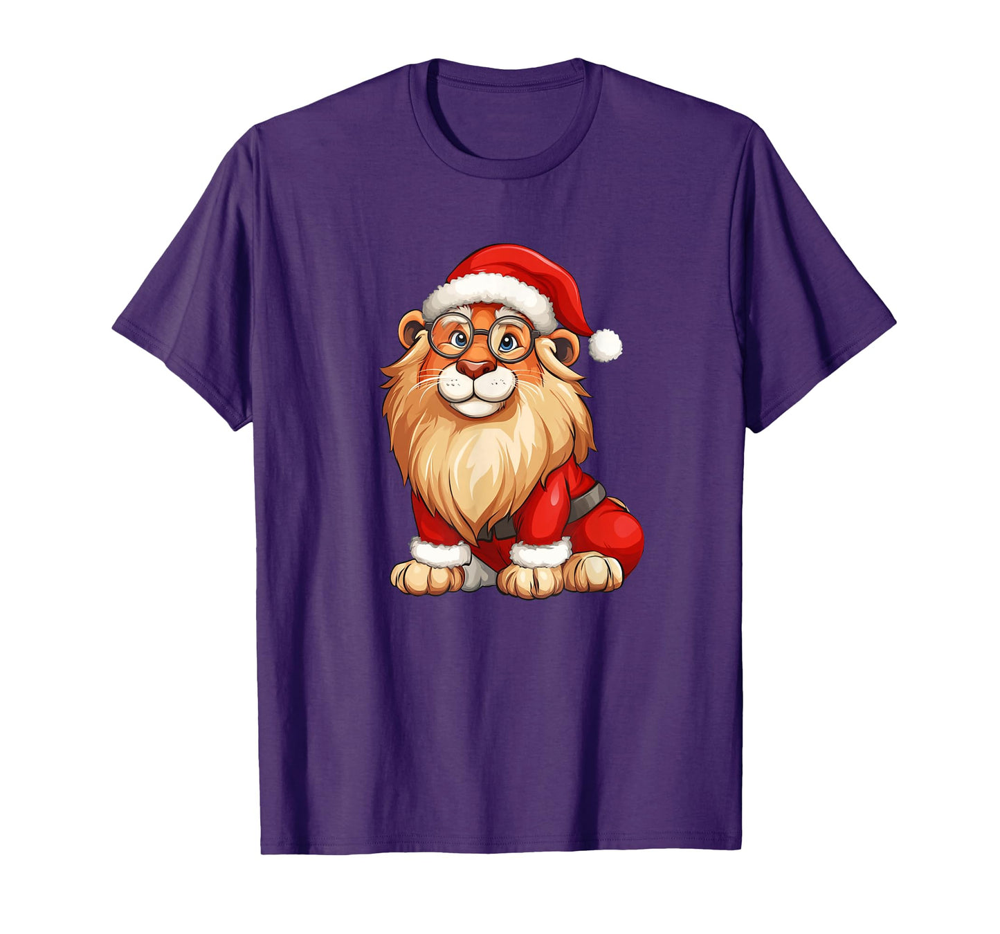 Festive Lion Roaring in a Santa Claus Hat Costume T-Shirt