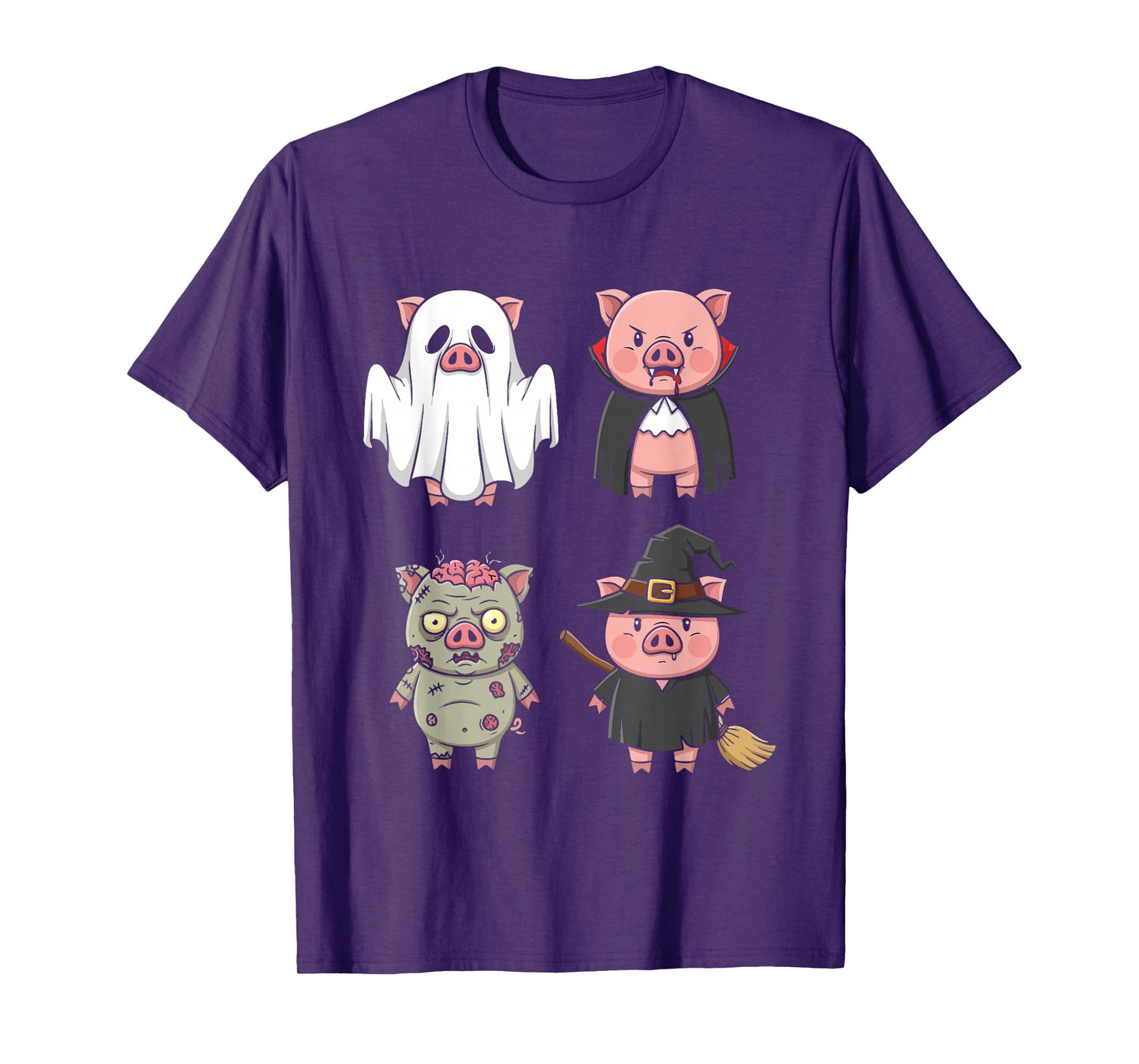 Pig Spooky Witch Boo Zombie Cute Pig Halloween Boys & Girls T-Shirt