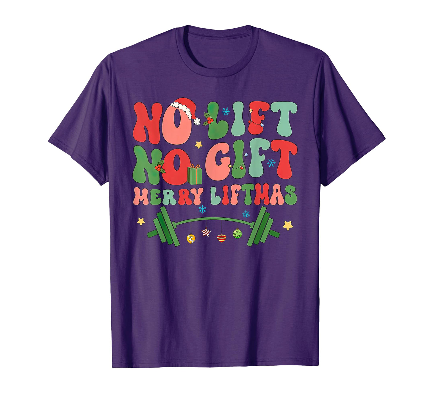 Retro No Lift No Gift Merry Liftmas Weightlifting Christmas T-Shirt