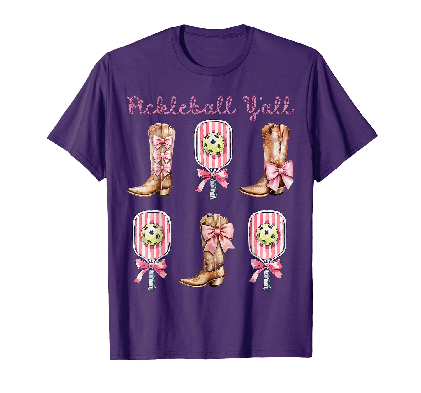 Pickleball Y'all Western Boots and Paddle Funny Pickleball T-Shirt