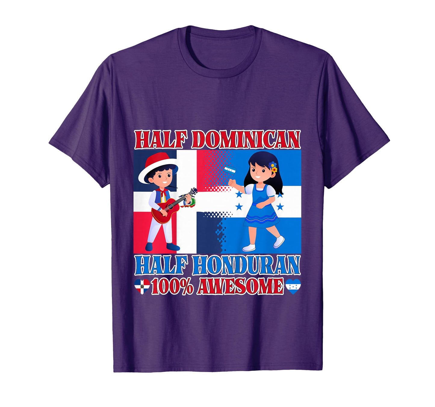 Half Honduran Half Dominican Republic Flag Toddler Girl Boy T-Shirt